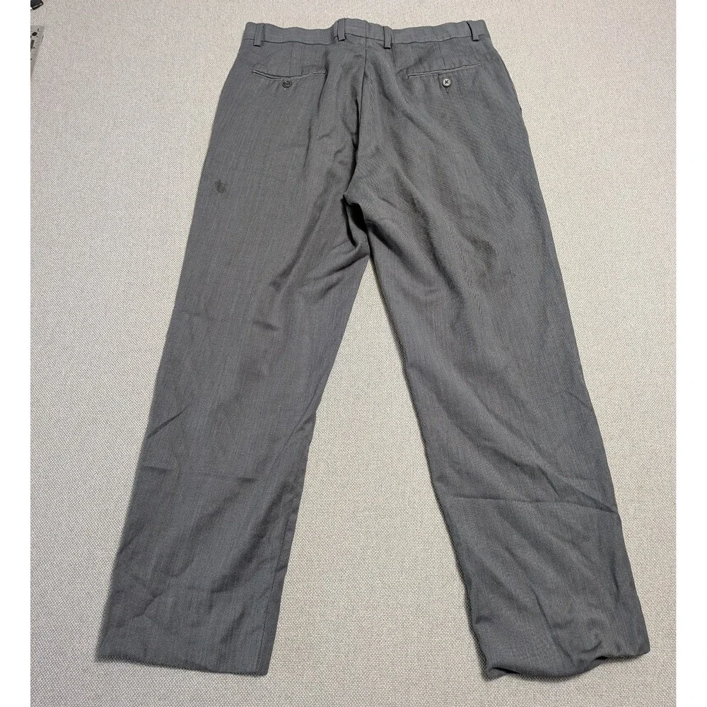 Hart Schaffner Marx Men's Gray 36x30 Wool Flat Front Dress Pants Trousers Office